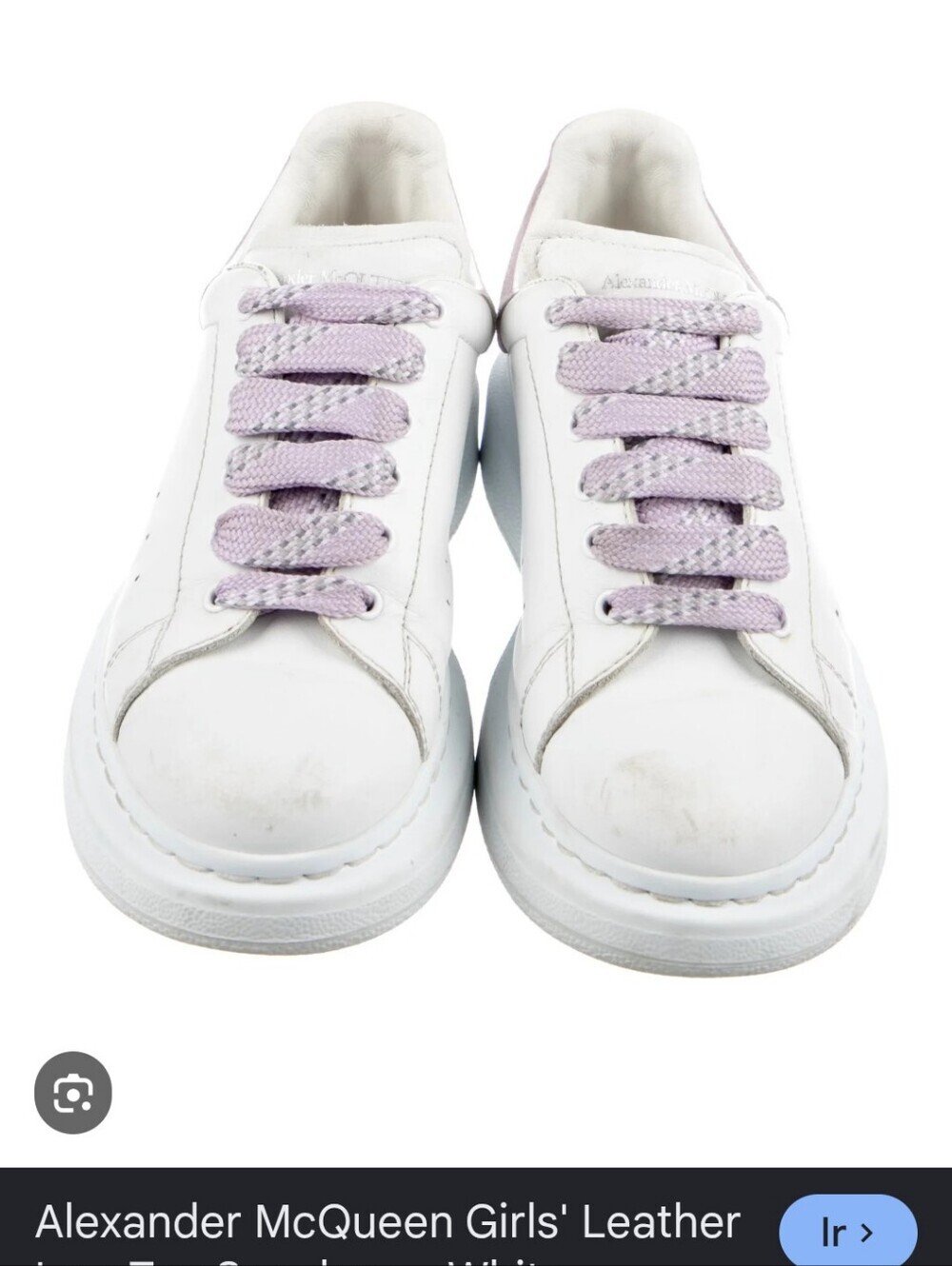 Alexander Mcqucuin MmmWhite Leather Sneakers with Lavender Laces